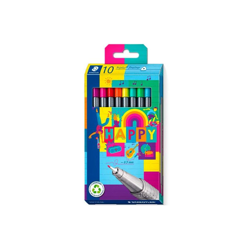 (334 C10 HA) STAEDTLER ROTULADOR TRIPLUS FINELINER 334 PUNTA SUPERFINA ESTUCHE 10 C/SURTIDOS