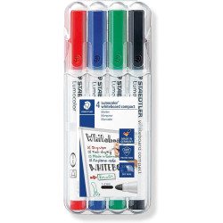 (341 WP4) STAEDTLER ROTULADORES PIZARRA BLANCA LUMOCOLOR PUNTA REDONDA C/SURTIDOS ESTUCHE 4 UD