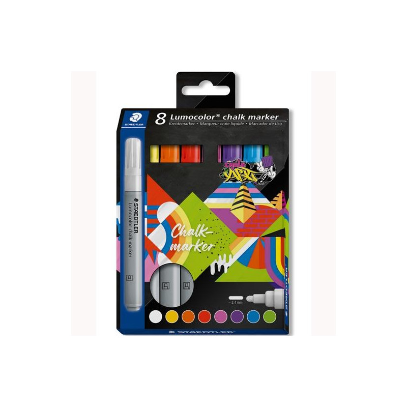 (344 C8) STAEDTLER MARCADOR DE TIZA LÍQUIDA LUMOCOLOR 344 C/SURTIDOS ESTUCHE 8 UD