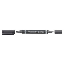 (348 B-9) STAEDTLER MARCADOR PERMANENTE DÚO LUMOCOLOR 348 B DOBLE PUNTA FINA/BISELADA NEGRO