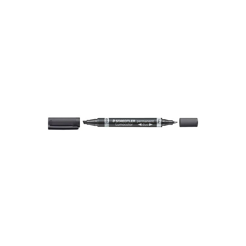 (348 B-9) STAEDTLER MARCADOR PERMANENTE DÚO LUMOCOLOR 348 B DOBLE PUNTA FINA/BISELADA NEGRO