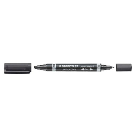 (348 B-9) STAEDTLER MARCADOR PERMANENTE DÚO LUMOCOLOR 348 B DOBLE PUNTA FINA/BISELADA NEGRO