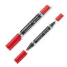 (348-2) STAEDTLER MARCADOR PERMANENTE DÚO LUMOCOLOR 348 DOBLE PUNTA FINA/MEDIA ROJO