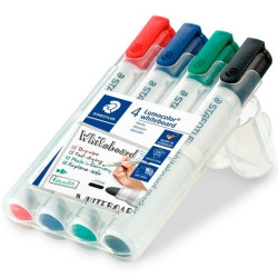 (351 WP4) STAEDTLER ROTULADORES PIZARRA BLANCA LUMOCOLOR PUNTA REDONDA C/SURTIDOS ESTUCHE 4 UD