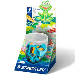 (514 10KP10) STAEDTLER AFILALÁPICES NORIS JUNIOR 514 EXTRA GRUESO 14MM AMARILLO/TURQUESA EXPOSITOR 10U