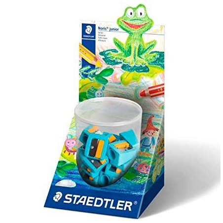 (514 10KP10) STAEDTLER AFILALÁPICES NORIS JUNIOR 514 EXTRA GRUESO 14MM AMARILLO/TURQUESA EXPOSITOR 10U