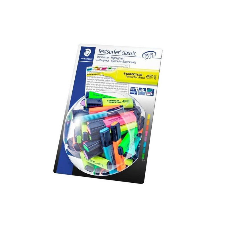 (364 V100P) STAEDTLER MARCADOR FLUORESCENTE TEXTSURFER CLASSIC COLORES SURTIDOS EXPOSITOR 100 UD