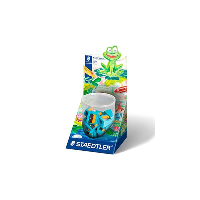 (514 10KP10) STAEDTLER AFILALÁPICES NORIS JUNIOR 514 EXTRA GRUESO 14MM AMARILLO/TURQUESA EXPOSITOR 10U