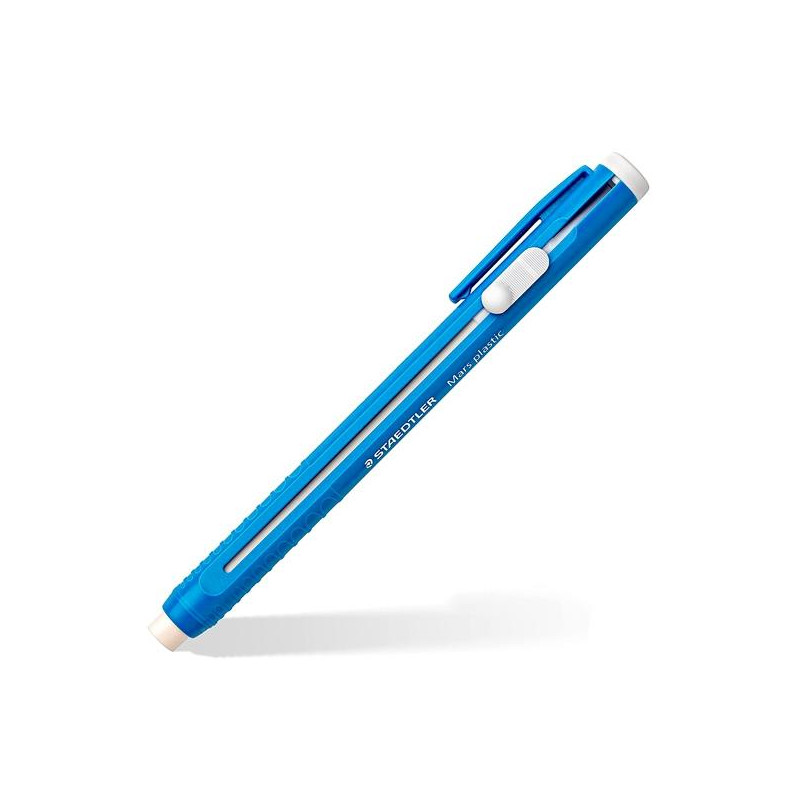 (528 50) STAEDTLER PORTAGOMAS MARS PLASTIC CON CLIP + GOMA DE RECARGA AZUL
