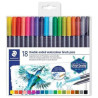 (3001 TB18) STAEDTLER ROTULADORES DESIGN JOURNEY DOBLE PUNTA FINA/PINCEL ACUARELABLES C/SURTIDOS ESTUCHE 18 UD