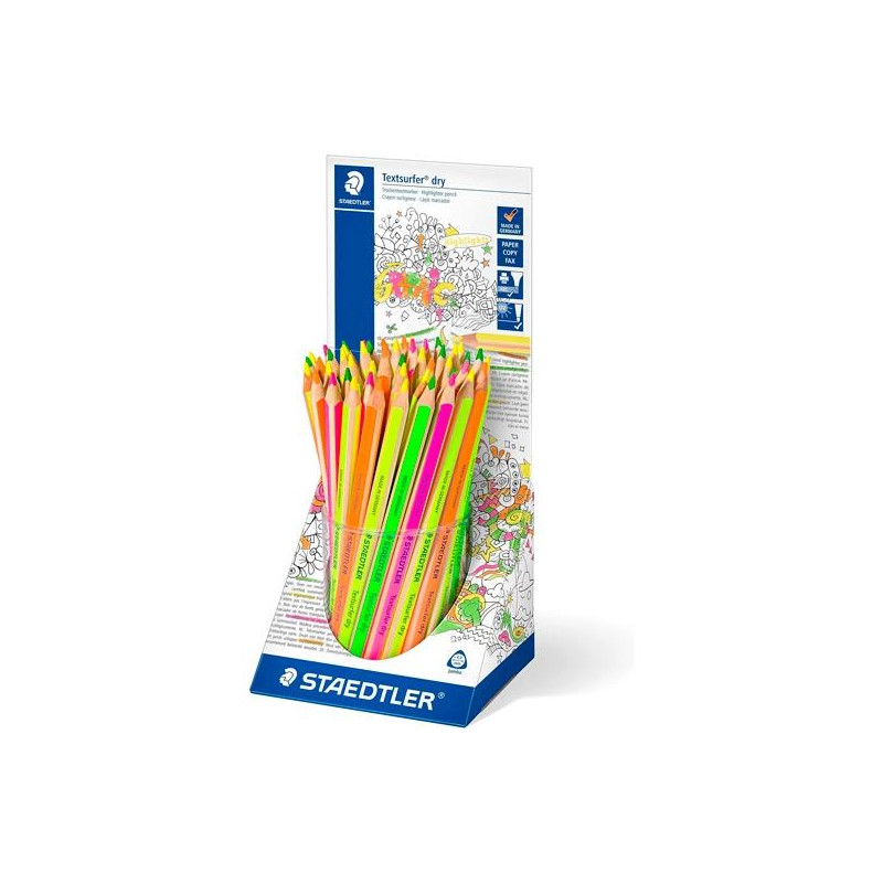 (128 64KP48) STAEDTLER LÁPICES DE COLORES TEXTSURFER DRY FLUORESCENTES SURTIDOS EXPOSITOR 48 UD