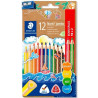 (128 NC12P1) STAEDTLER LÁPICES DE COLORES JUMBO 128 SURTIDOS ESTUCHE 10+2 UD + SACAPUNTAS DE REGALO