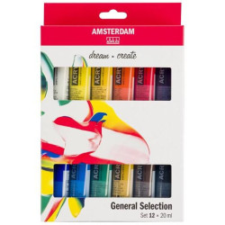 (17820412) TALENS AMSTERDAM STANDARD SERIES SET ACRÍLICOS SELECCIÓN GENERAL TUBO 20ML ESTUCHE 12 UD