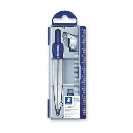 (550 60) STAEDTLER COMPÁS ESCOLAR NORIS 550 CON TUBO DE MINAS Y ADAPTADOR UNIVERSAL