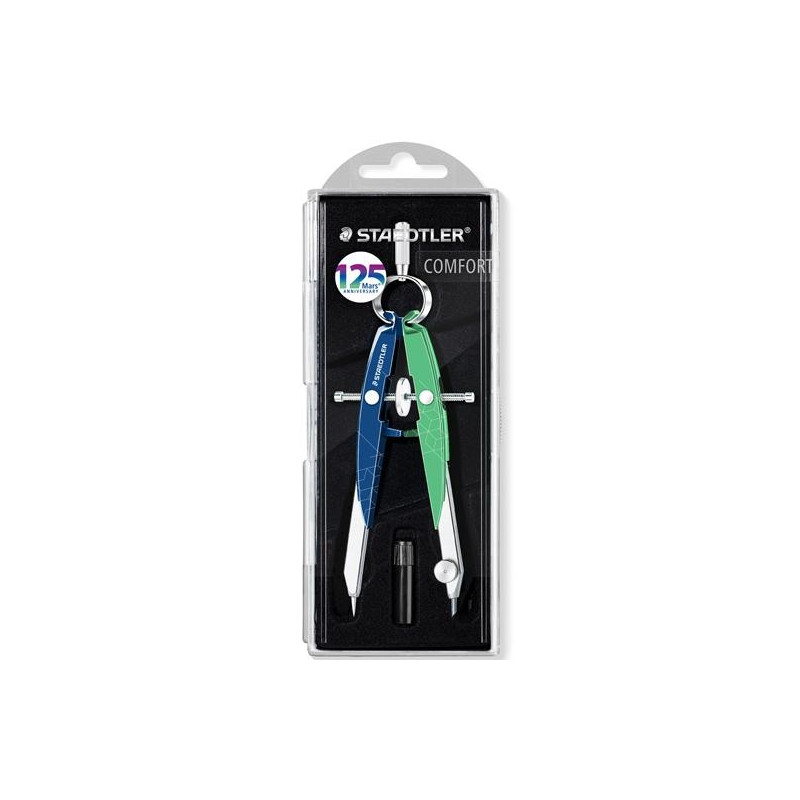 (556 00-MA1) STAEDTLER COMPÁS METÁLICO DE PRECISIÓN MARS CON AJUSTE POR RUEDA AZUL/VERDE MENTA
