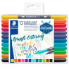 (3004 TB12) STAEDTLER ROTULADORES BRUSH LETTERING DOBLE PUNTA FINA/PINCEL C/SURTIDOS ESTUCHE 12 UD
