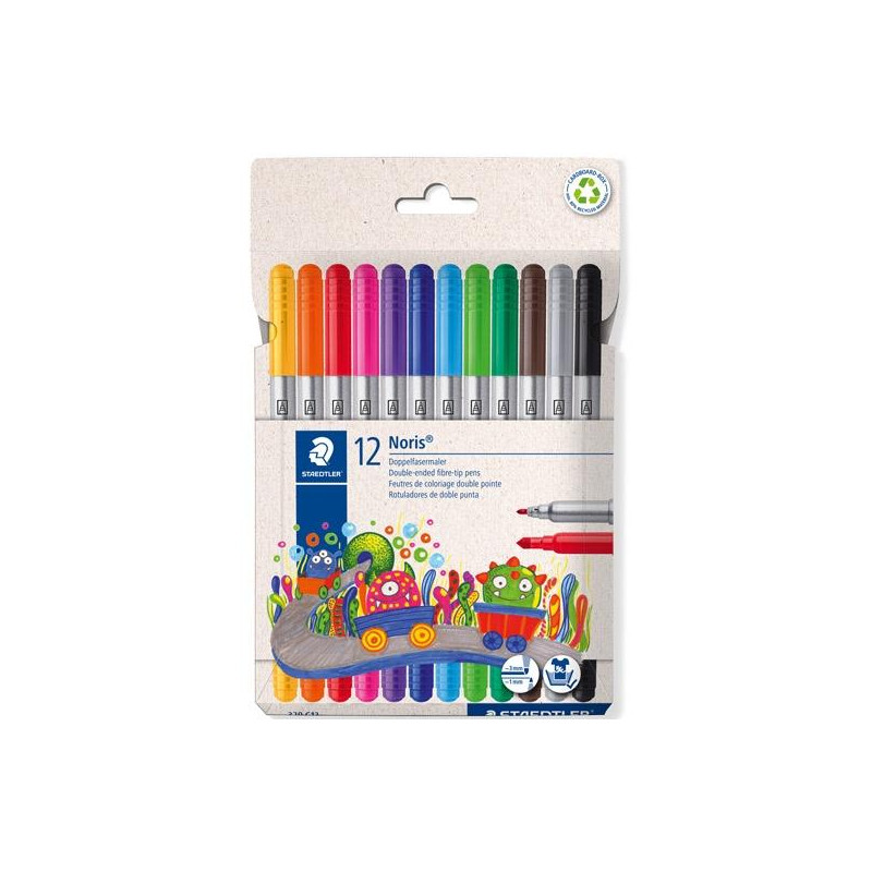 (320 C12) STAEDTLER ROTULADORES DOBLE PUNTA 1/3 MM COLORES SURTIDOS ESTUCHE 12 UD