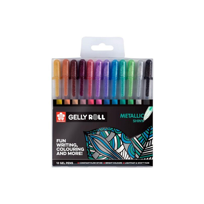 (POXPGBMET12) TALENS SAKURA BOLÍGRAFOS COLECCIÓN EXCLUSIVA GELLY ROLL METALLIC ESTUCHE DE 12 C/SURTIDOS