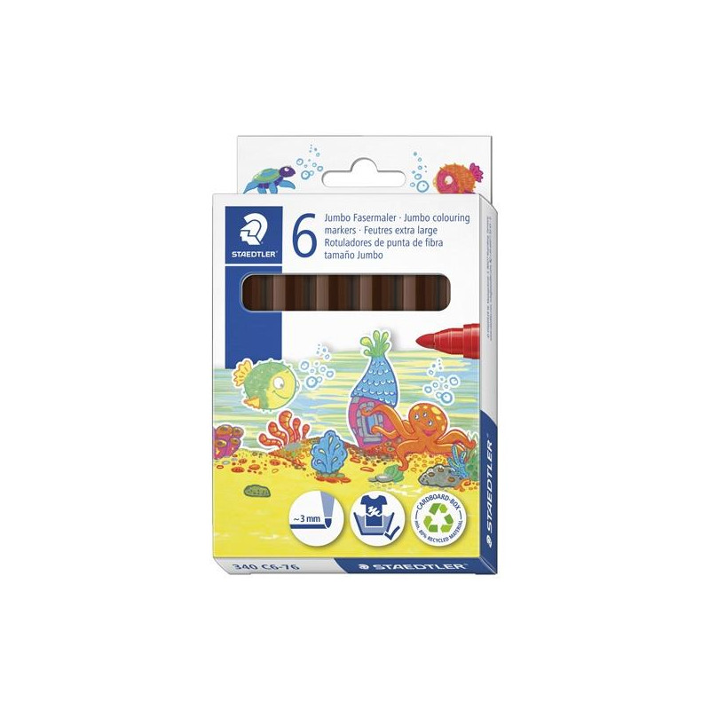 (340 C6-76) STAEDTLER ROTULADOR NORIS CLUB GRUESO MARRÓN ESTUCHE 6 UD