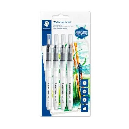 (949-SBK4-C) STAEDTLER PINCELES DE AGUA 949 CON PUNTAS DIFERENTES BLISTER 4UD
