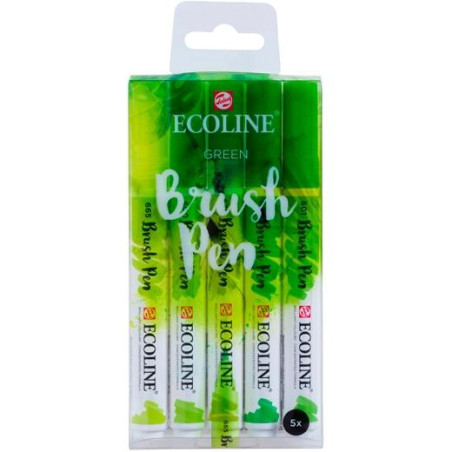 (11509906) TALENS ECOLINE ROTULADORES BRUSH PEN PUNTA PINCEL VERDE ESTUCHE 5 UD