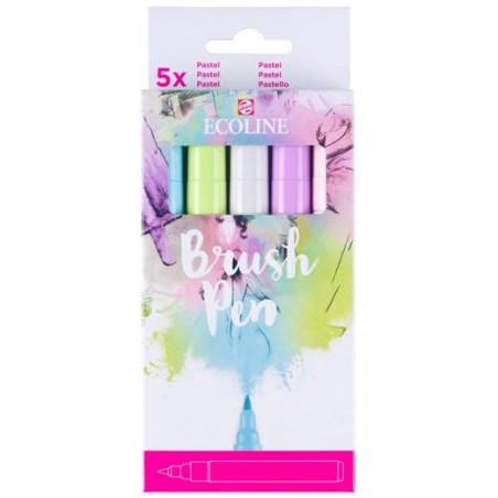 (11509931) TALENS ECOLINE ROTULADORES BRUSH PEN PUNTA PINCEL SURTIDO PASTEL ESTUCHE 5 UD