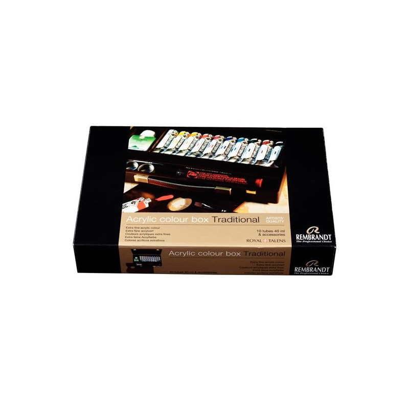 (18840004) TALENS REMBRANDT CAJA CON 10 TUBOS DE 40ML PINTURA ACRÍLICA COLORES SURTIDOS