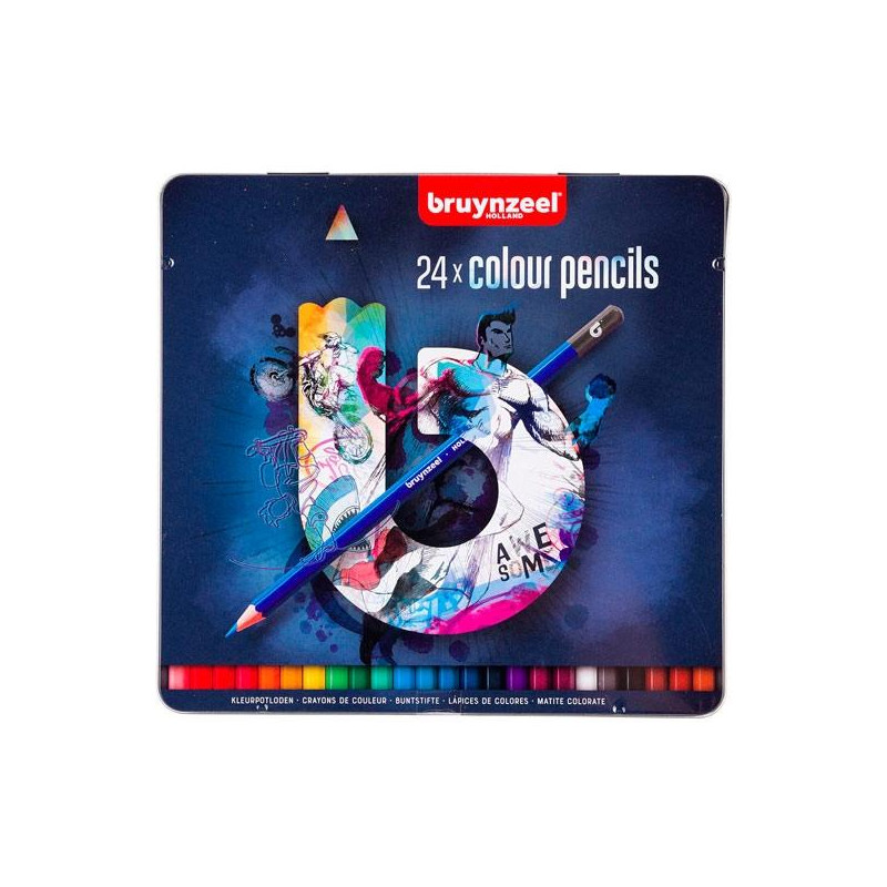 (60212024) TALENS BRUYNZEEL LÁPICES DE COLORES SURTIDO OSCURO ESTUCHE METÁLICO 24 UD