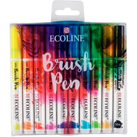 (11509007) TALENS ECOLINE ROTULADORES BRUSH PEN PUNTA PINCEL C/SURTIDOS ESTUCHE 10 UD