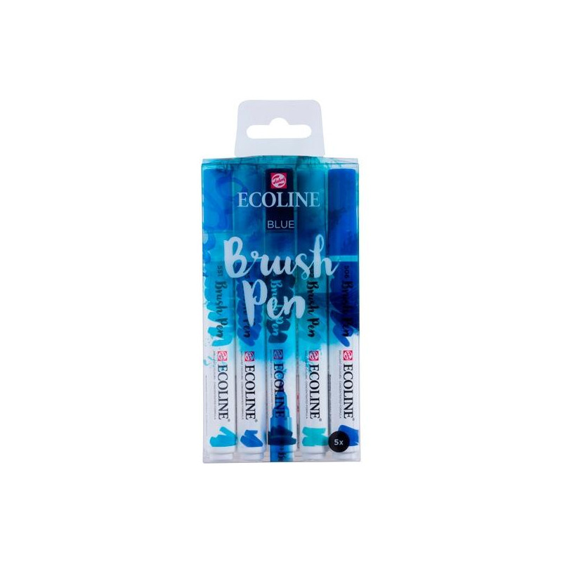 (11509905) TALENS ECOLINE ROTULADORES BRUSH PEN PUNTA PINCEL AZUL ESTUCHE 5 UD
