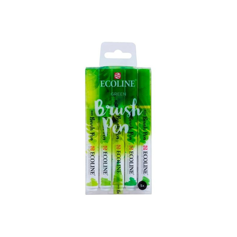 (11509906) TALENS ECOLINE ROTULADORES BRUSH PEN PUNTA PINCEL VERDE ESTUCHE 5 UD