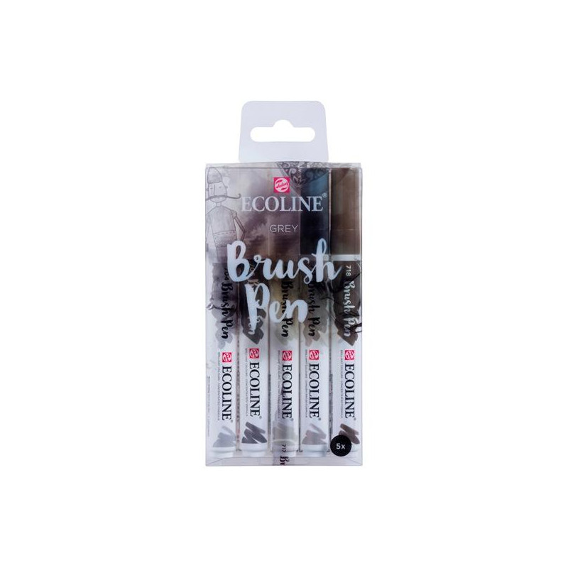 (11509907) TALENS ECOLINE ROTULADORES BRUSH PEN PUNTA PINCEL GRIS ESTUCHE 5 UD