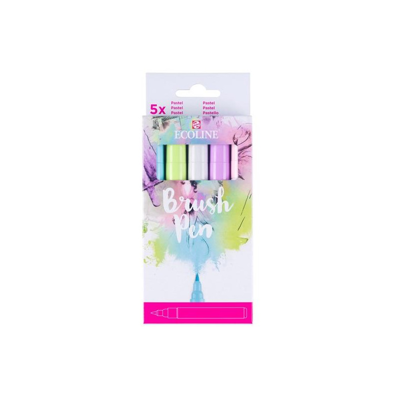 (11509931) TALENS ECOLINE ROTULADORES BRUSH PEN PUNTA PINCEL SURTIDO PASTEL ESTUCHE 5 UD
