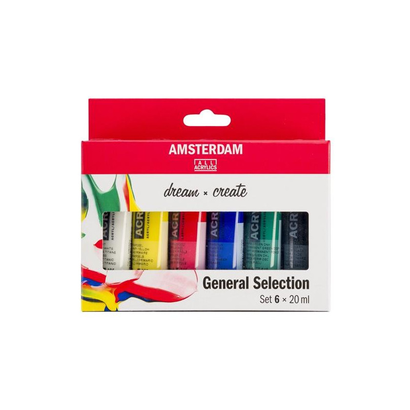 (17820406) TALENS AMSTERDAM STANDARD SERIES SET ACRÍLICOS SELECCIÓN GENERAL TUBO 20ML ESTUCHE 6 UD