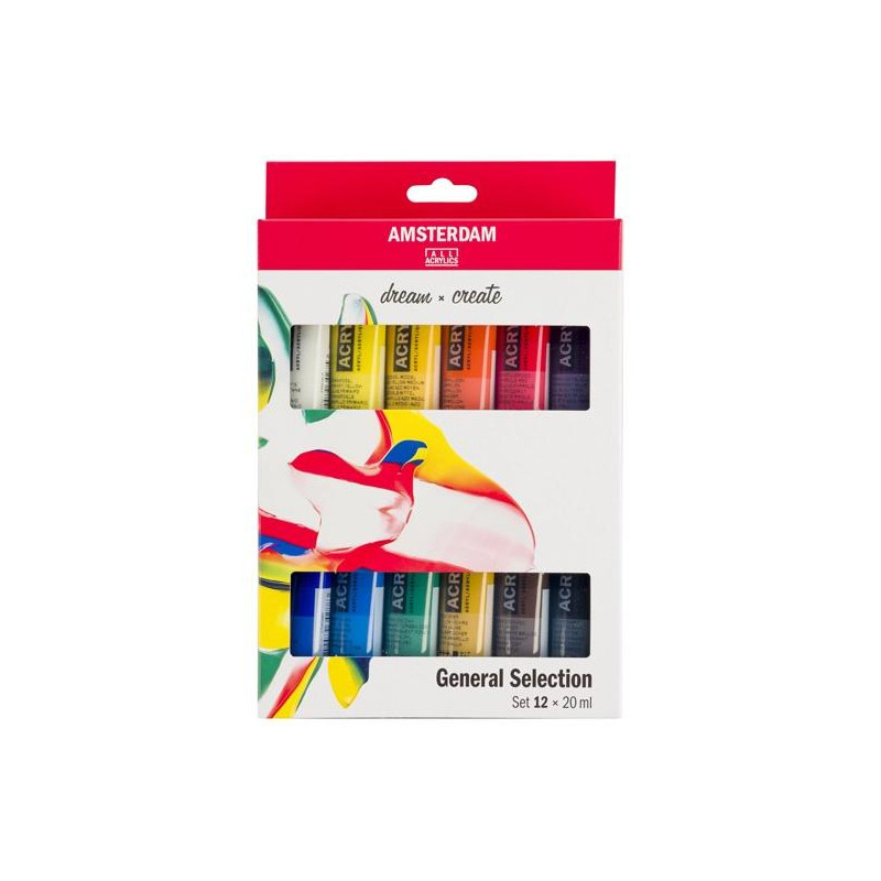 (17820412) TALENS AMSTERDAM STANDARD SERIES SET ACRÍLICOS SELECCIÓN GENERAL TUBO 20ML ESTUCHE 12 UD