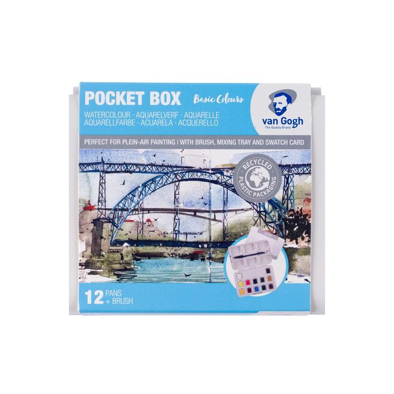 (20808631) TALENS VAN GOGH ACUARELAS BÁSICAS EN MEDIAS PASTILLAS C/SURTIDOS ESTUCHE 12 UD + PINCEL