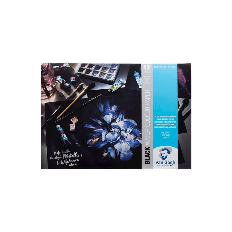 (94170001) TALENS VAN GOGH BLOC DE PAPEL 12 HOJAS 360GR PARA ACUARELA A3 NEGRO