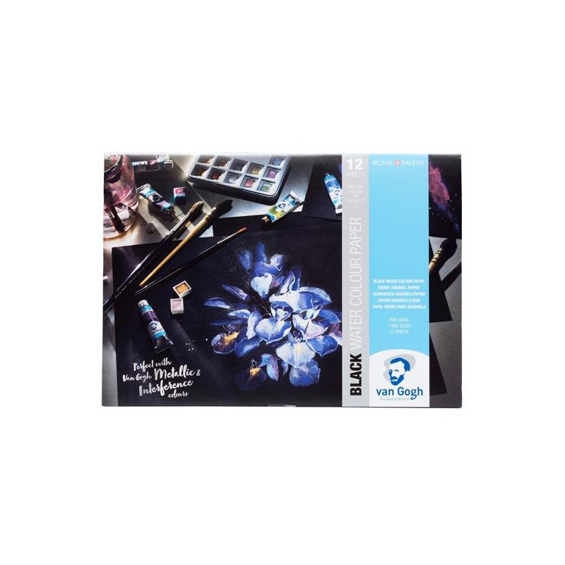 (94170002) TALENS VAN GOGH BLOC DE PAPEL 12 HOJAS 360GR PARA ACUARELA A4 NEGRO