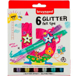 (60126006) TALENS BRUYNZEEL ROTULADORES GLITTER KIDS COLORES SURTIDOS ESTUCHE 6 UD