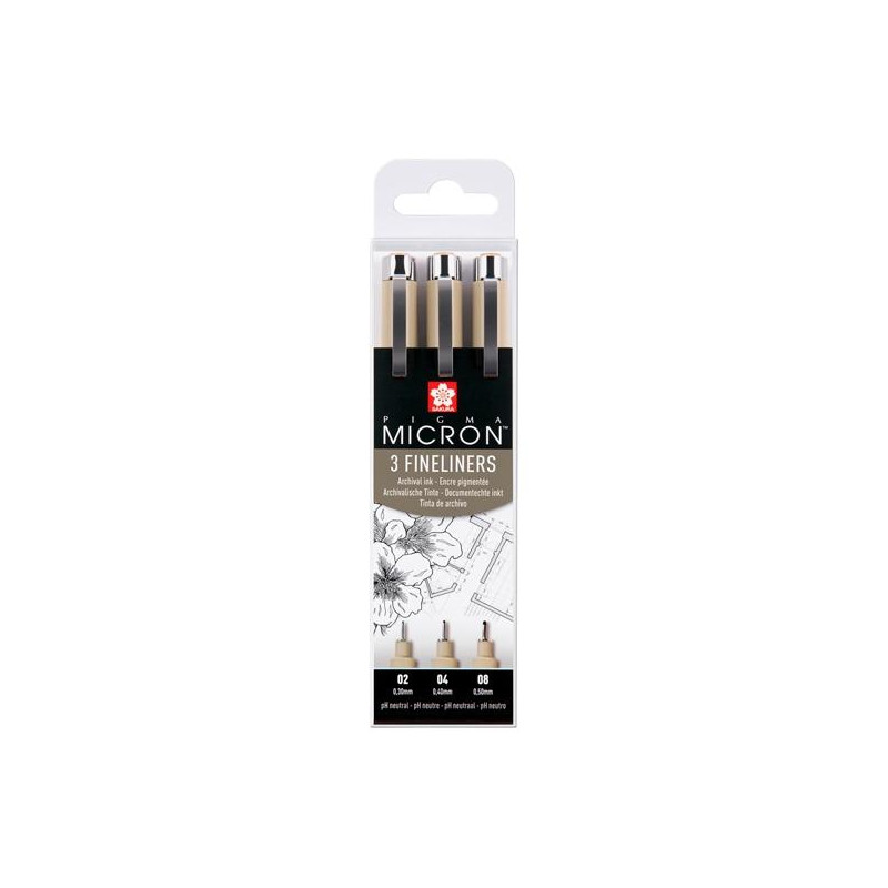 (POXSDK3) TALENS SAKURA ROTULADORES PERMANENTES PIGMA MICRON FINELINER ESTUCHE DE 3 NEGRO