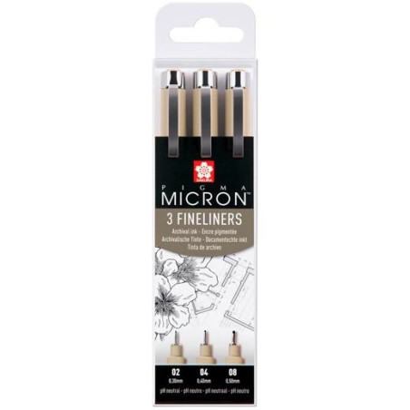 (POXSDK3) TALENS SAKURA ROTULADORES PERMANENTES PIGMA MICRON FINELINER ESTUCHE DE 3 NEGRO