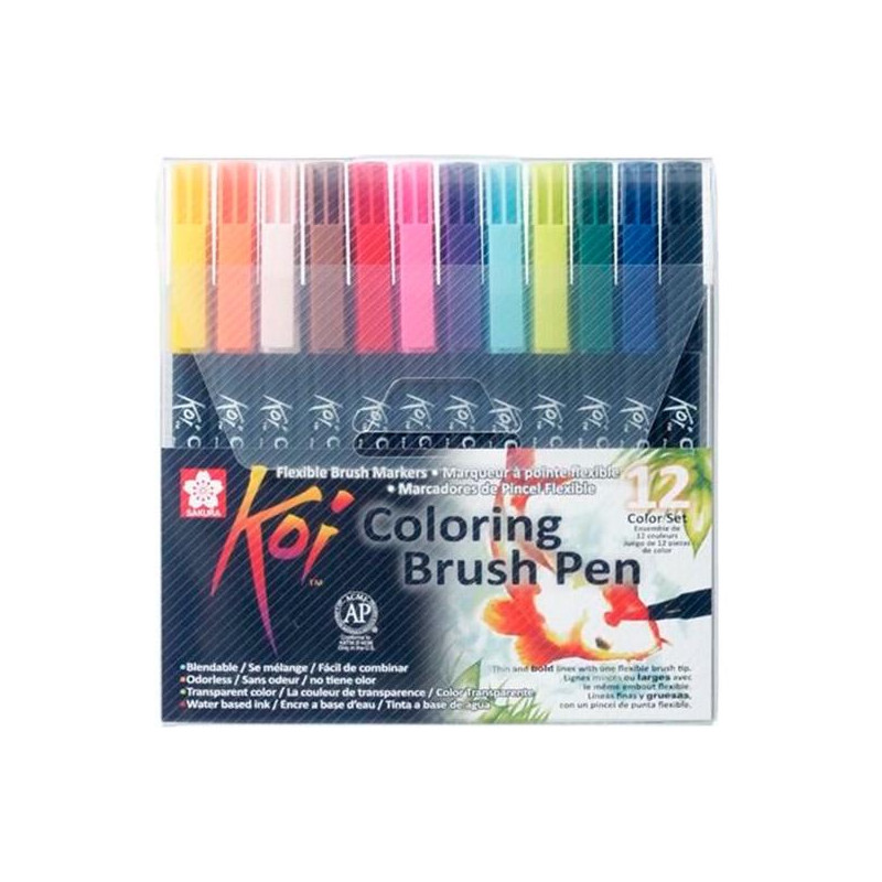 (XBR12A) TALENS SAKURA ROTULADORES PUNTA PINCEL KOI COLOURING BRUSH PEN ESTUCHE DE 12 C/SURTIDOS