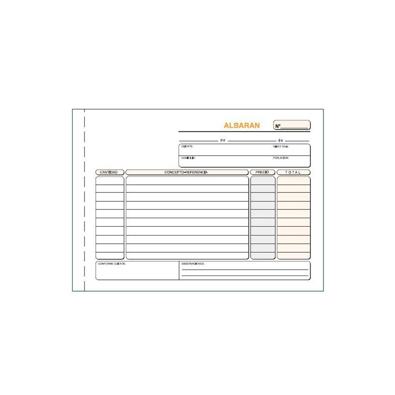 (T-121) TALONARIO ALBARANES CUARTO APAISADO TRIPLICADO AUTOCOPIA