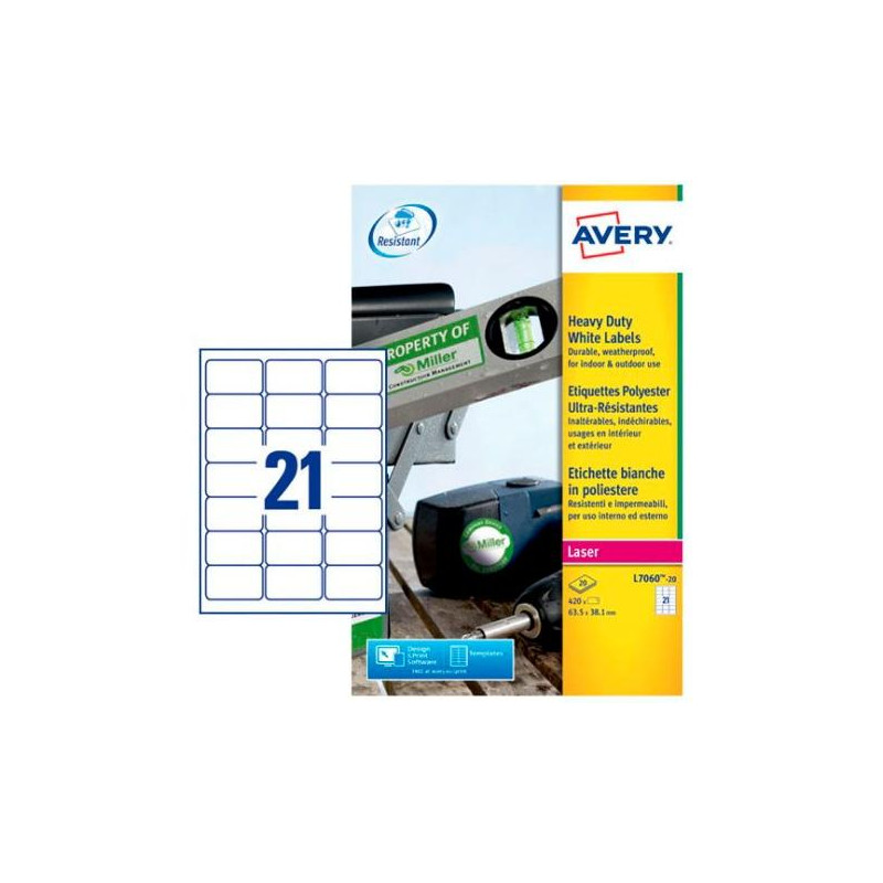 (L7060-20) AVERY ETIQUETAS ADHESIVAS PERMANENTES 63