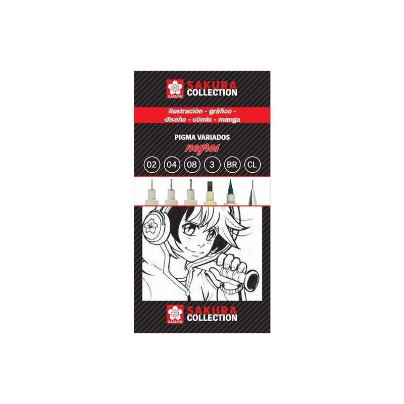 (PO06001) TALENS SAKURA COLLECTION SET DE ROTULADORES PIGMA VARIADOS + PORTAMINAS NEGRO