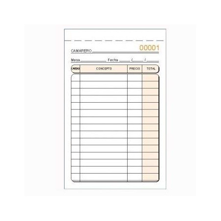 (T-160N) TALONARIO CAMAREROS ESPECIAL BOLSILLO ORIGINAL SOLO NUMERADO