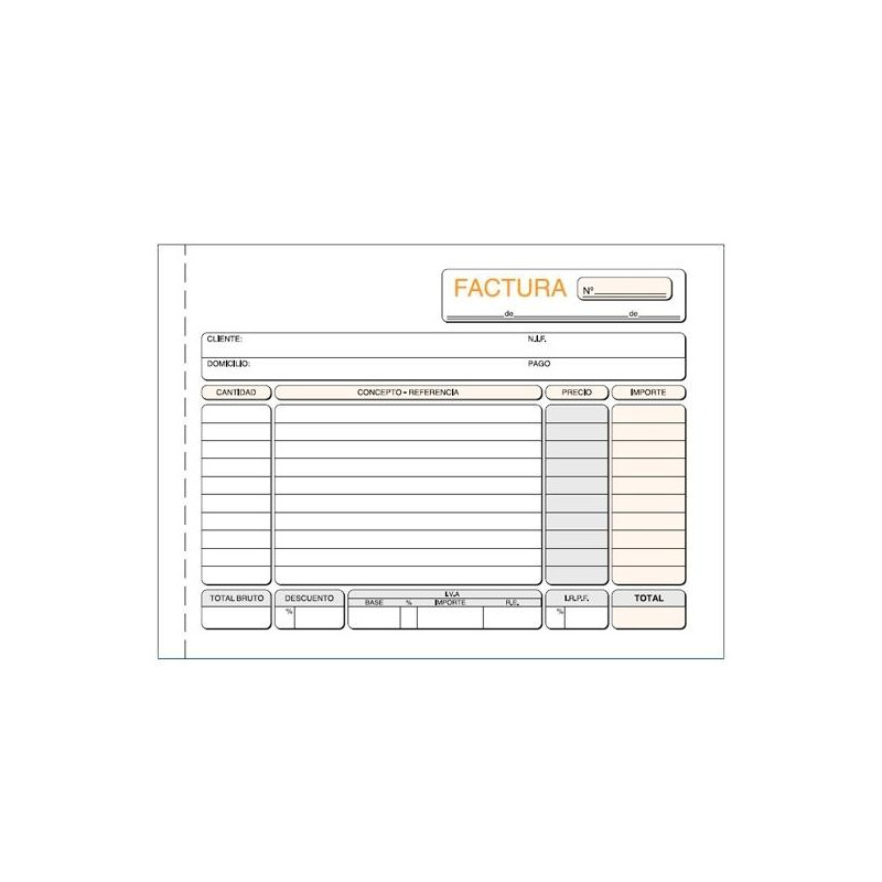 (T-65) TALONARIO FACTURAS CUARTO NATURAL TRIPLICADO AUTOCOPIA
