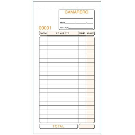 (T-100) TALONARIO CAMAREROS TERCIO DE FOLIO DUPLICADO AUTOCOPIA