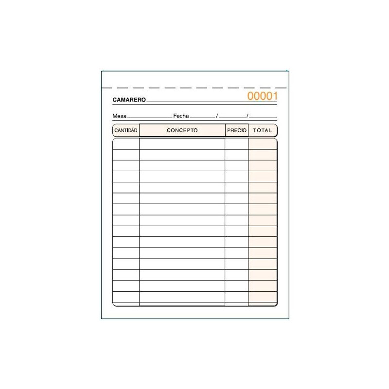 (T-89) TALONARIO CAMAREROS OCTAVO NATURAL TRIPLICADO AUTOCOPIA