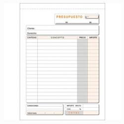 (T-90) TALONARIO PRESUPUESTO CUARTO NATURAL DUPLICADO AUTOCOPIA